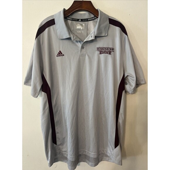 Adidas Climalite‎ Men's XL Gray Maroon Mississippi State Bulldogs Polo Shirt - Picture 1 of 10